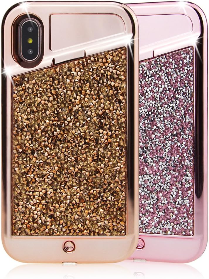 JIUMOON for iPhone Xs Case, iPhone X Case, Rhinestone & Diamond Phone Case,Fashion Phone Case,The Perfect Protective of Your Apple iPhone Xs Case,iPhone X Case (Pink)