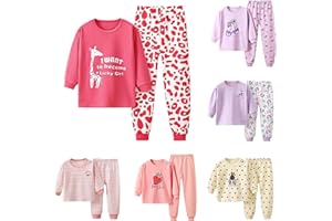 Kids Girls 𝐏ajama Set 2 Piece Matching Fleece Graphic 𝐏ajama Pullover Tops and Pants Toddler 2PCS 𝐋oun𝐠ewear 𝐒lee𝐩wear