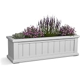 Mayne Cape Cod 3ft Window Box - White - 36in L x 11in W x 10.8in H - with 6.5 Gallon Built-in Water Reservoir (4840-W)