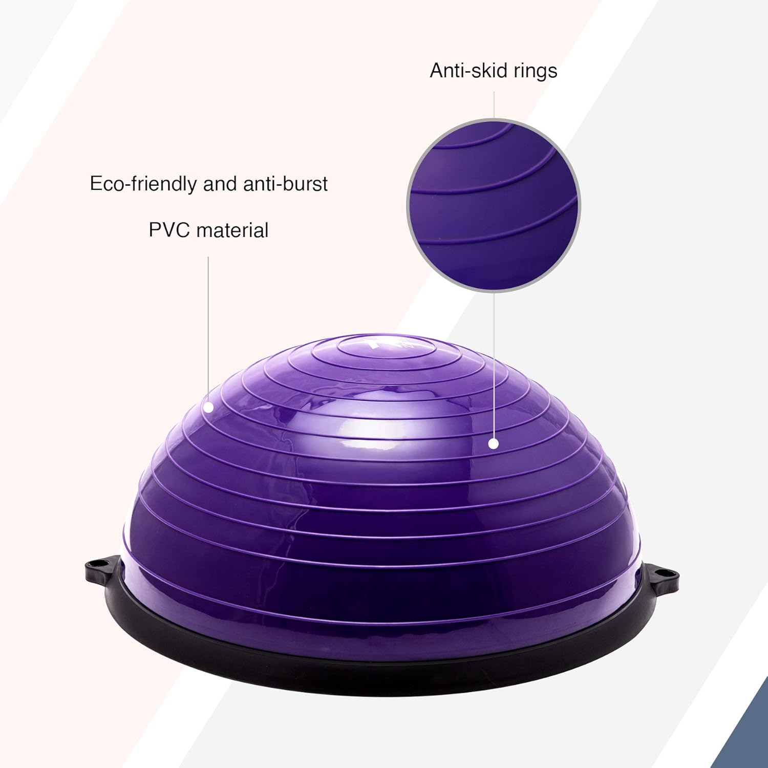 Z ZELUS Balance Ball Trainer Half Yoga Exercise Ball with Resistance Bands and Foot Pump for Yoga Fitness Home Gym Workout (Purple) : Sports & Outdoors