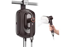 Newbealer 2In1 Pro Steam Station Iron, 1550W Turbo 3-level Steam & 3 Dry Heat Modes for Clothes, 30s Heat Up, 1.2L Tank, Auto-Off, Self Cleaning, Innovative Storage for Home & Hotel (Brown)