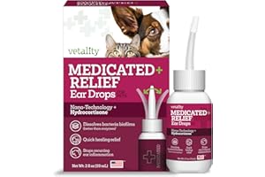 Vetality Medicated Otic Drops for Dog Ear Infection Treatment, 2 fl oz