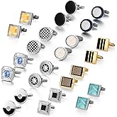 wynameleri Cufflinks 12 Packs Men's Jewelry Gift Cuff Links Set Shirts Buttons Packed in Case