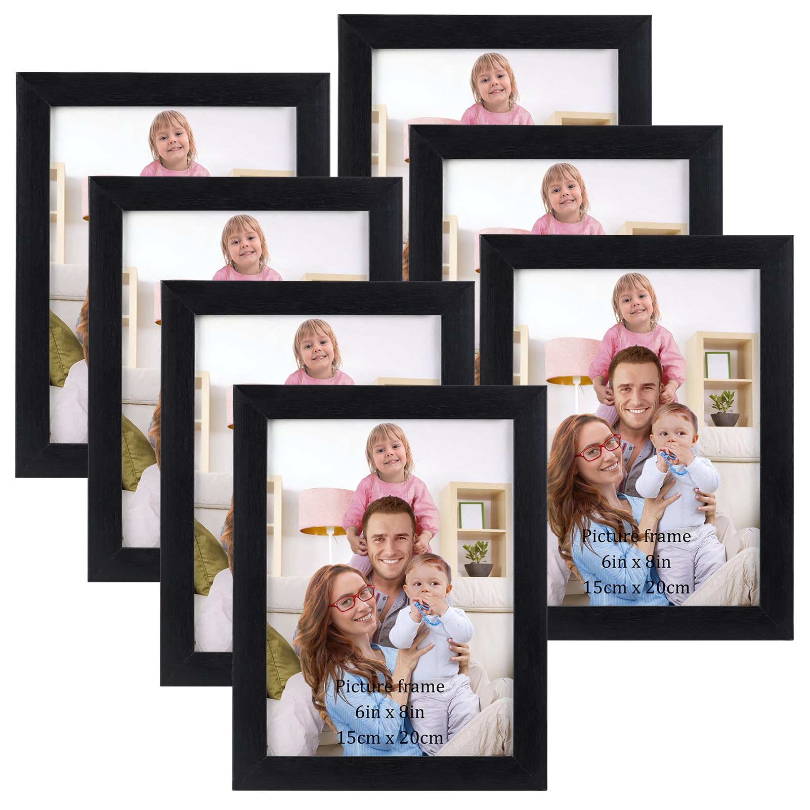 Giftgarden 8x6 Photo Frame Black Picture Frames for Tabletop or Wall Mounting Display, Pack of 7 — image 1