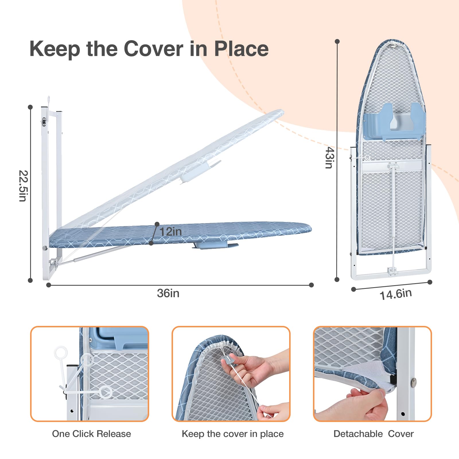 APEXCHASER Wall Mounted Ironing Board with Iron Holder, 36