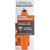 L'Oréal Men Expert Hydra Energetic Eye Roll-On, With Vitamin C*, Anti-Fatigue Formula Reduces Appearance of Dark Circles, [10ml]