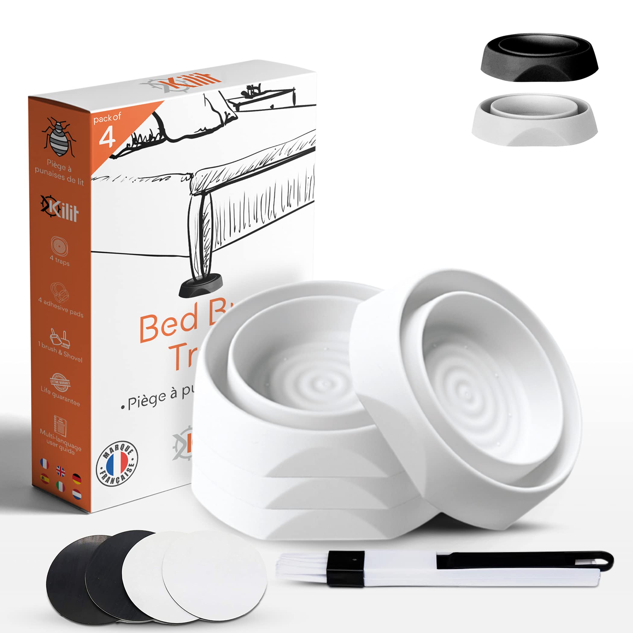 KALIGEN Bed Bug Traps [Kit of 4] White - Interceptor Anti Bed Bugs Professional - Bed Protection Eco-Friendly Pesticide Free