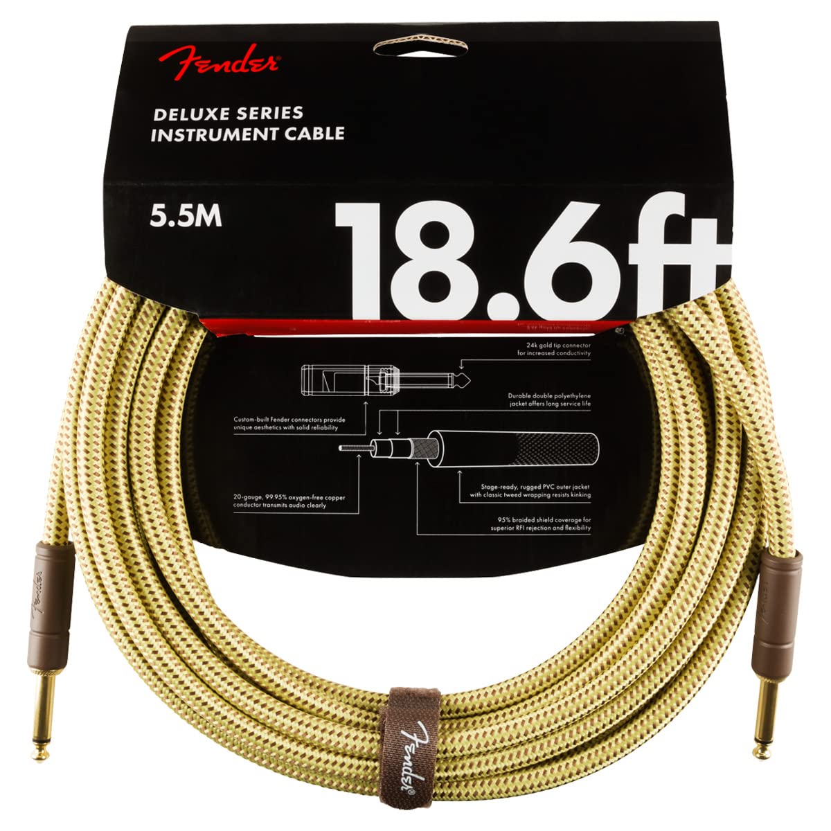Fender Deluxe Series Instrument Cable - 18.6 ft – STR/STR – Tweed — image 1
