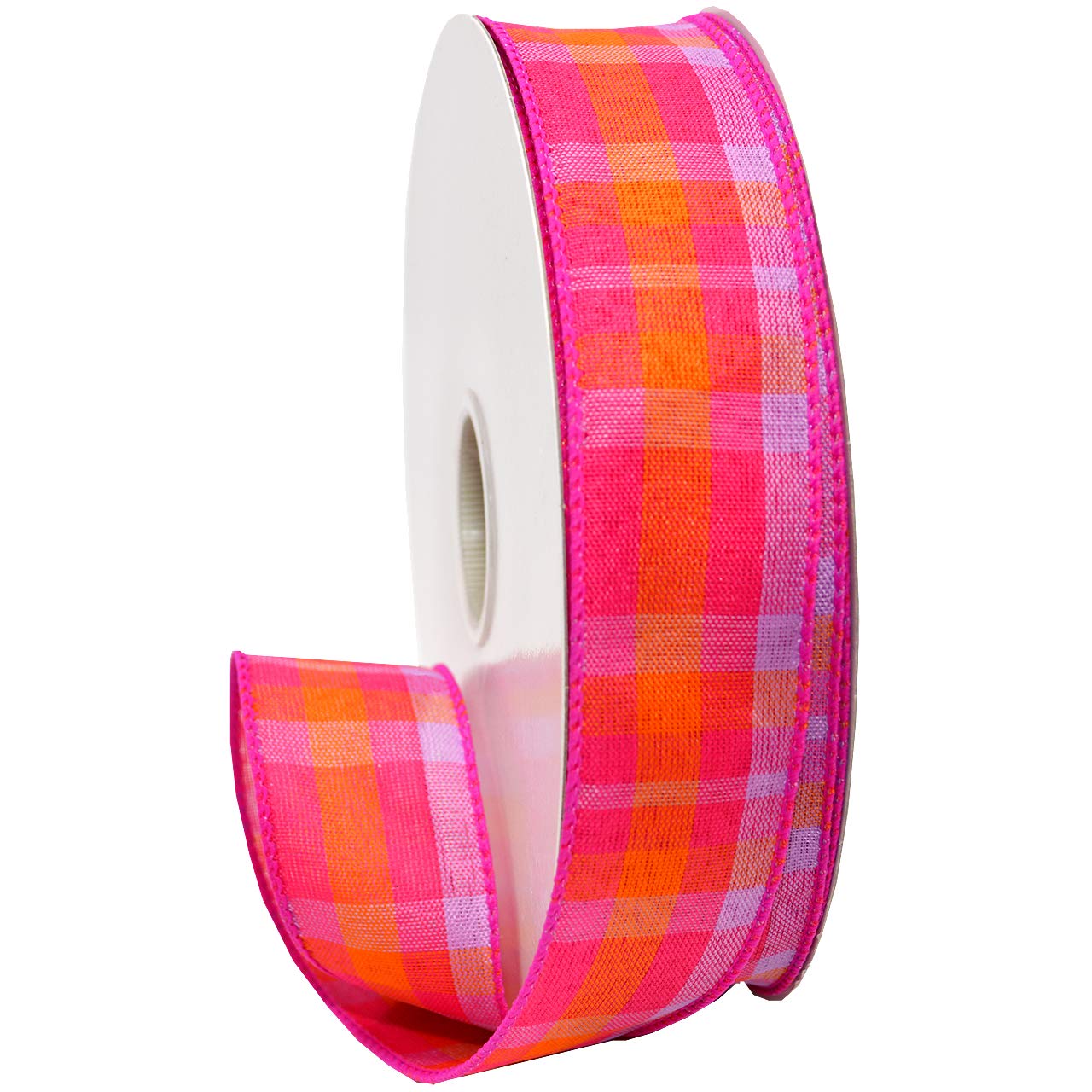 Morex Ribbon Ribbon, Polyester, Magenta/Tangerine, 1.5" x 50 Yd