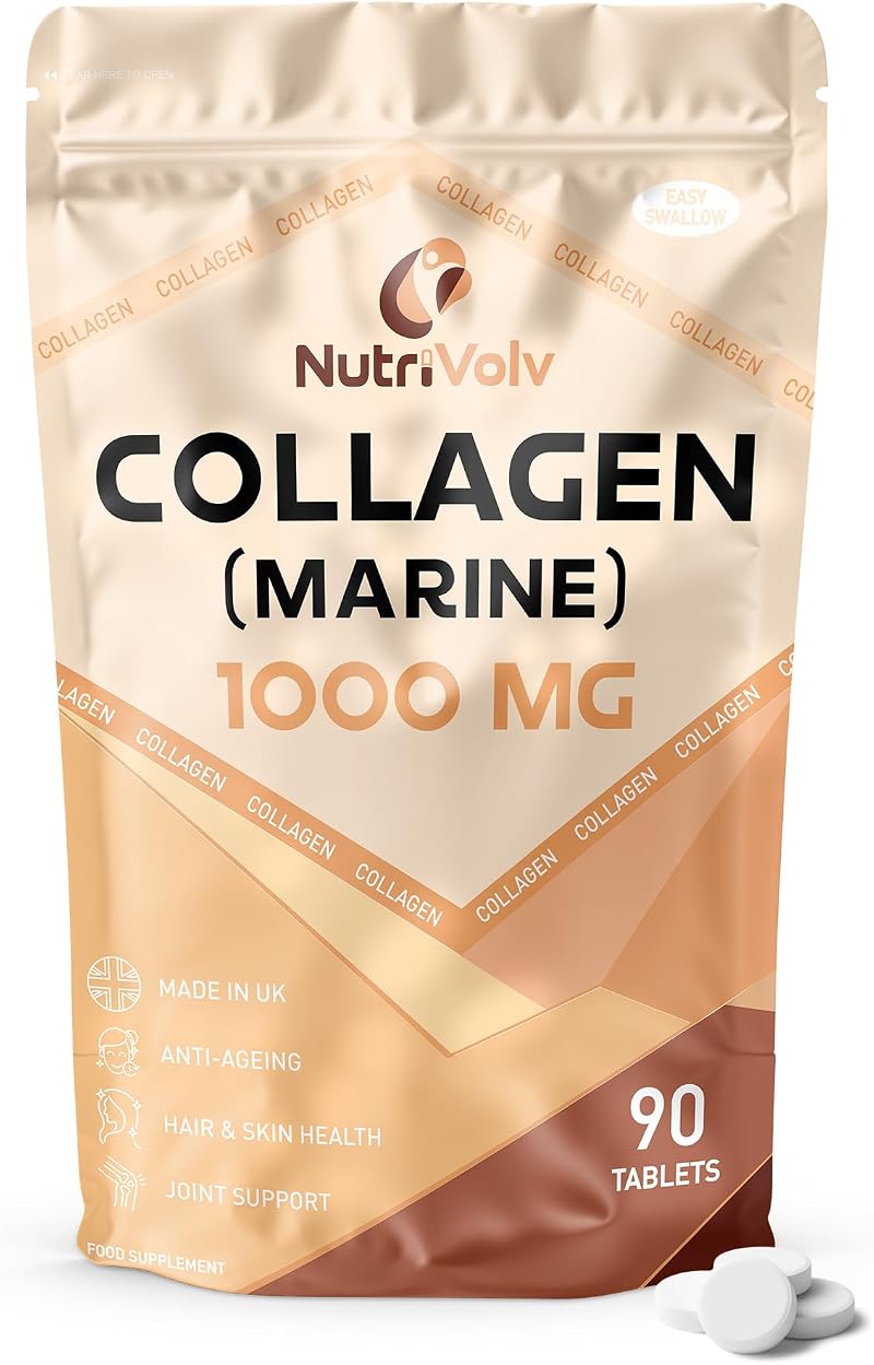 NutriVolv Marine Collagen 1000mg Supplement for Skin & Joints - 90 Tablets