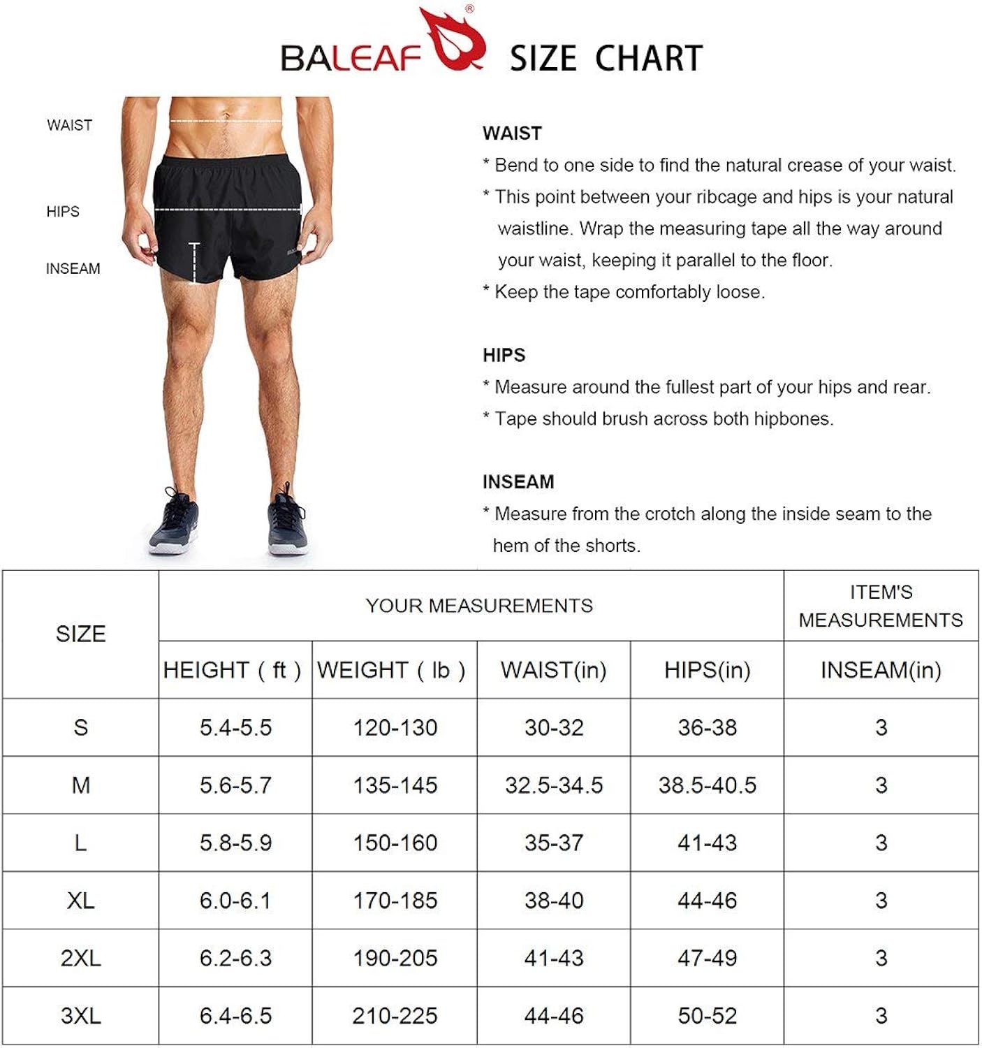 Baleaf Men's 3'' Running Shorts Quick Dry Gym Athletic Shorts : Clothing
