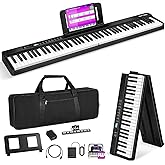 EYTSE 88 Key Folding Piano Semi-Weighted Foldable Piano Full Size Portable Travel Electric Piano Keyboard with BT Wireless, 128 Tones, USB MIDI, Sustain Pedal and Bag for Beginners Adults Teens