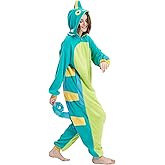 DarkCom Chameleon Onesie Halloween Costume One Piece Unisex Adult Pajamas Women Men Sleepwear Christmas Pajamas