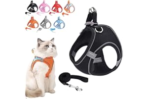 XILIWUS Stimuli Cat Harness Design for Outdoor Cats, Stimulicat Harness Adjustable Soft Mesh Vest with Reflective Safety Strips, Allowing Cats to Safe and Stress-Free (Black, M (Recommended 10-18 catties))