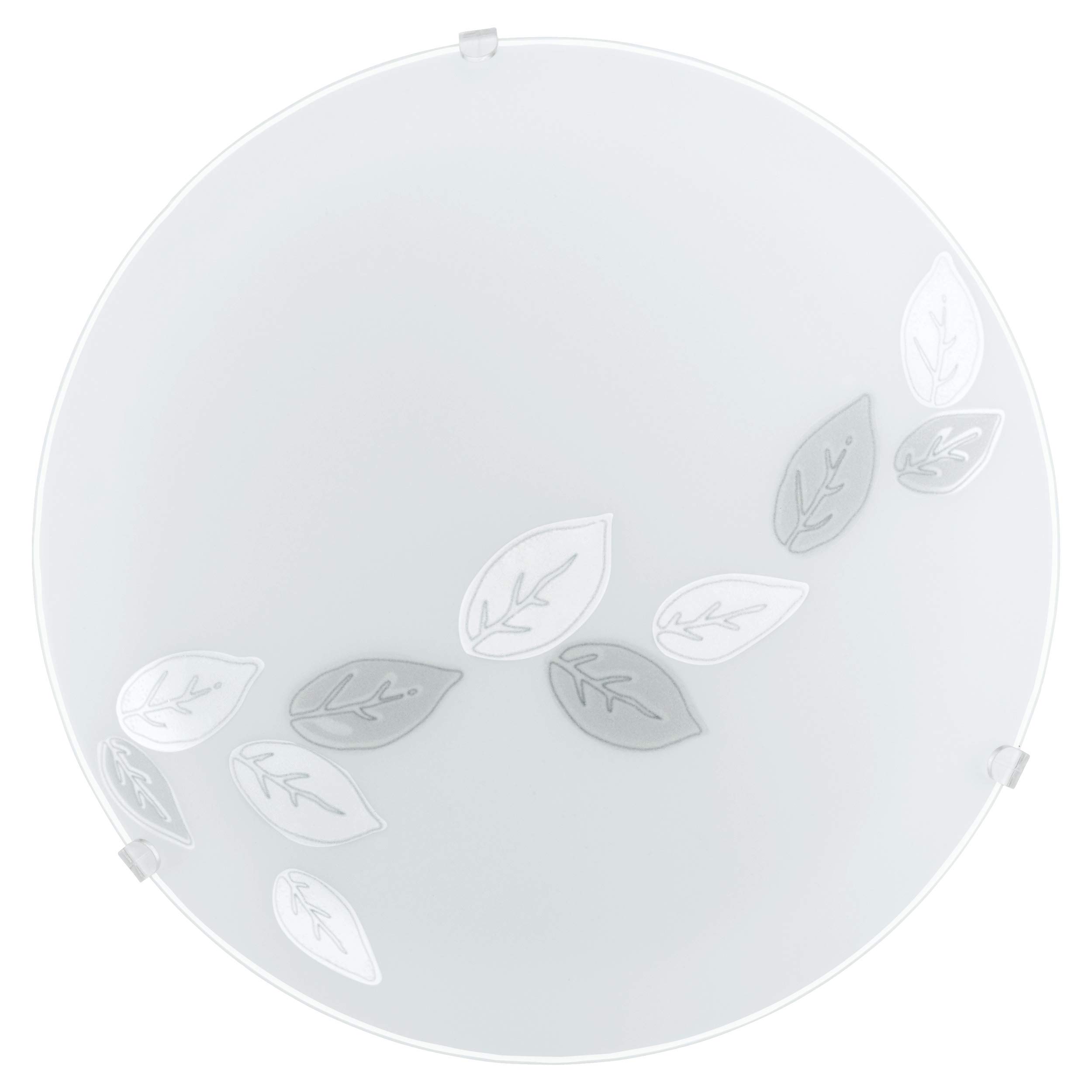 Eglo Ceiling lamp Mars, Wall lamp, Ceiling Light Made of Steel, Colour: White, Glass: White Satin Motif Leaves, Socket: E27
