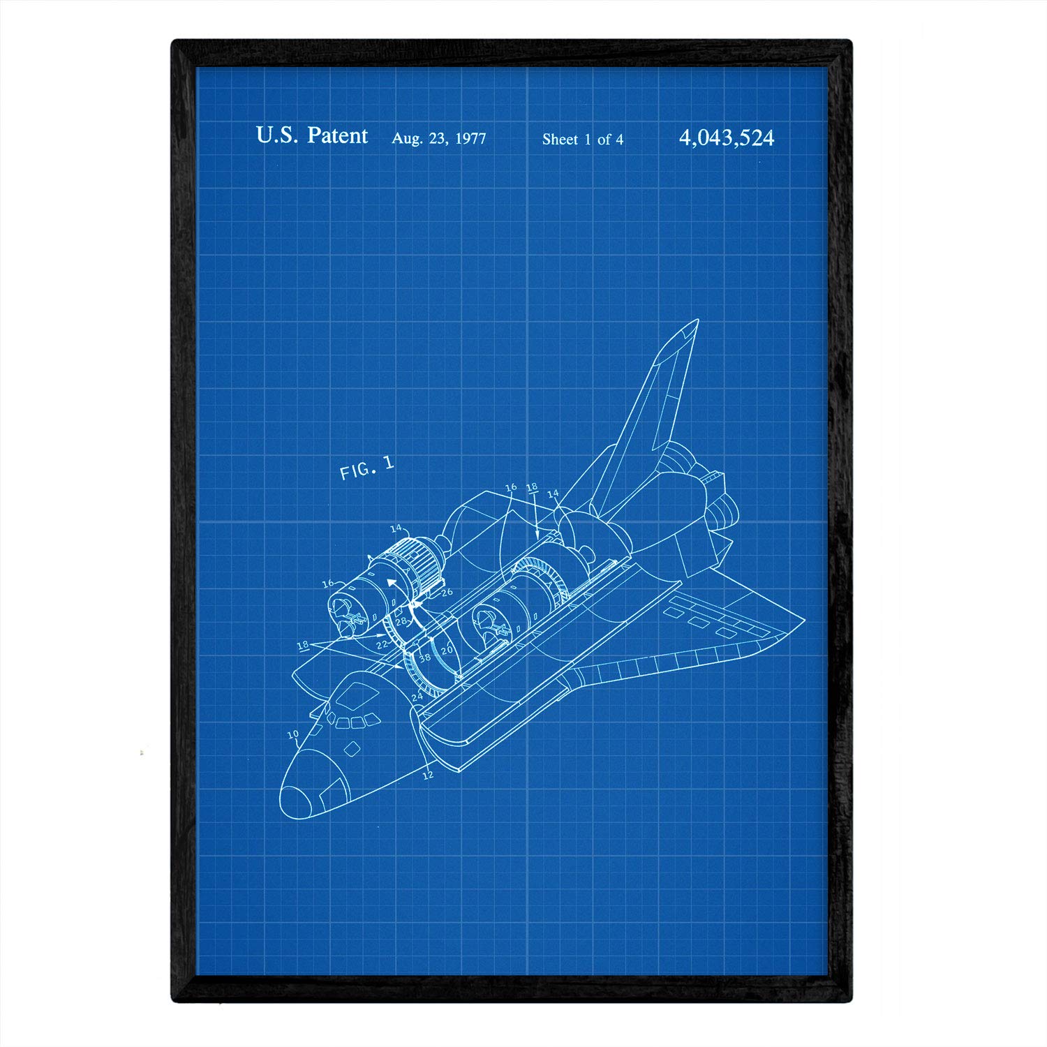 Nacnic Poster Transbordador patent. Sheet with old design patent A3 size with blue background — image 1