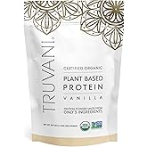 Truvani Plant Based Protein Powder | Vanilla | 20g Organic Pea Protein | 18 Servings | Vegan & Keto | Gluten & Dairy Free | Low Carb | No Added Sugar