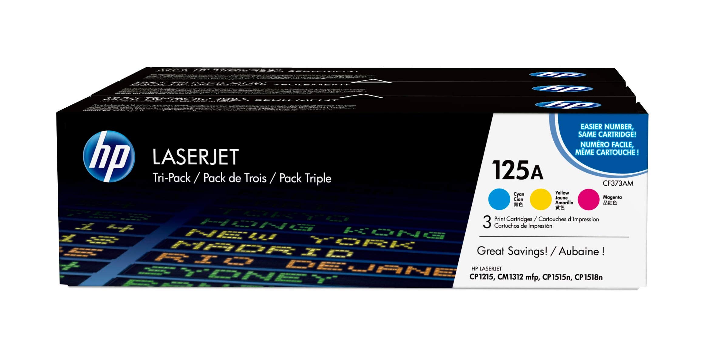 HP CF373AM 125A Original LaserJet Toner Cartridges, Cyan/Magenta/Yellow, Multipack — image 1