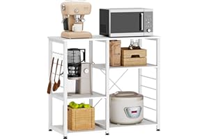 sogesfurniture Kitchen Baker's Rack, Utility Microwave Oven Stand 3-Tier Stand for Kitchen Storage Workstation Shelf, White
