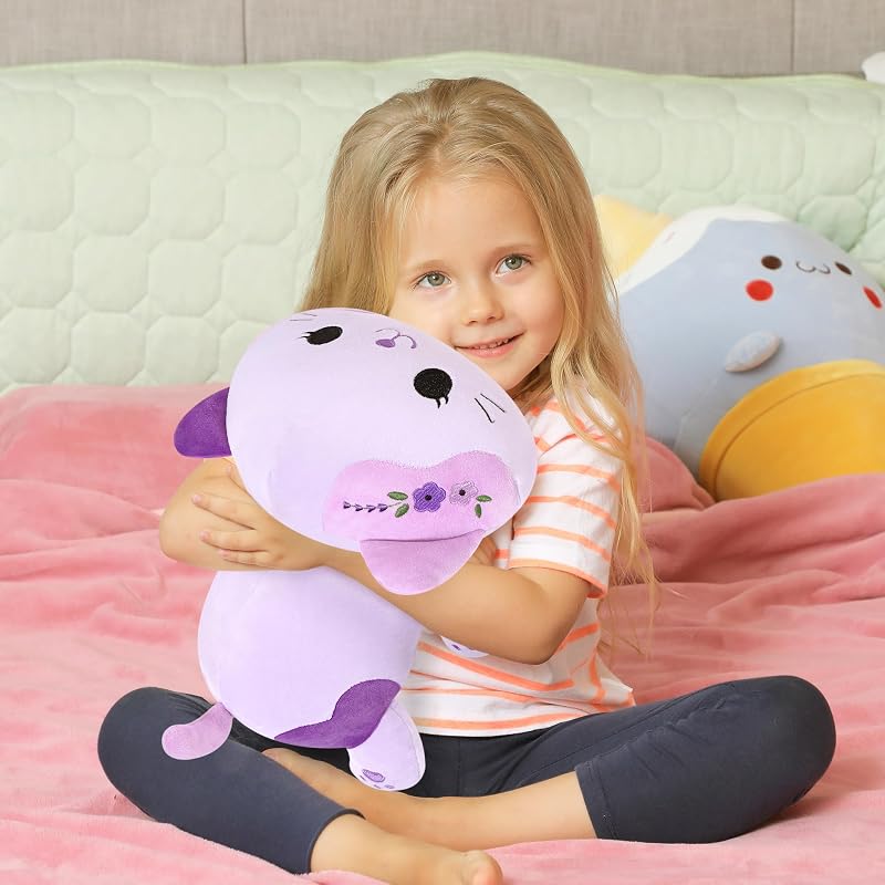 Peluche Gato Kuscheltier Peluche Kawaii Gato Almohada de Peluche Juguetes Plüsch Kätzchen Regalo de Peluche para Adultos Niños 3+ años (Violeta, 30cm)