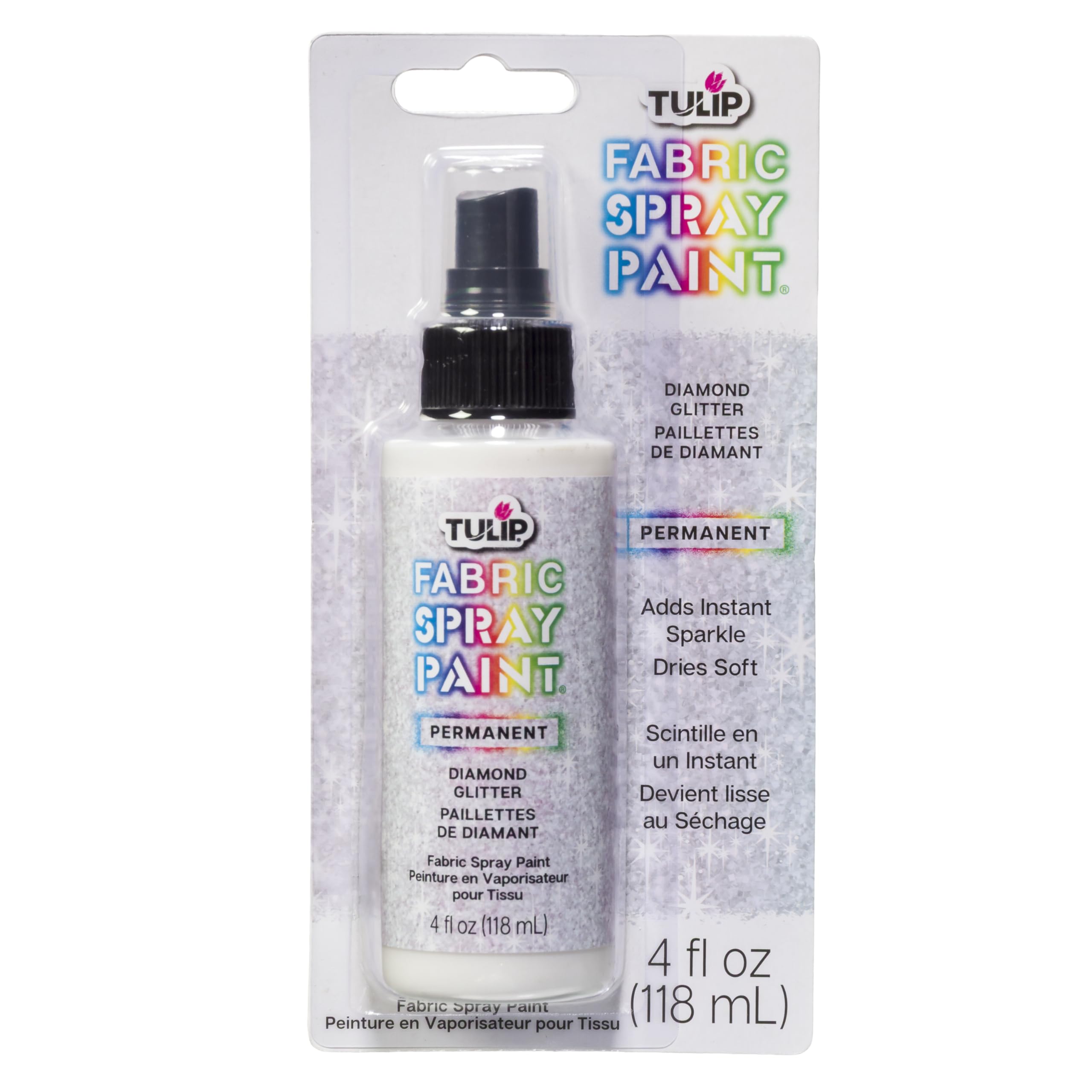 I Love To Create Tulip Fabric Spray Paint 4oz-Silver Diamond Glitter, Other, Multicoloured, 118.3 ml (Pack of 1)