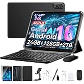 Nexall Tablet 12 inch N90, Android 16 Tablet with Keyboard, Gemini Ai 3.5 | 2K FHD Large Screen Display, 24GB+128GB/2TB, 5G WiFi, 9000mAh, Face ID, GPS &ndash; for Students, Business, Home, 4-year Warranty