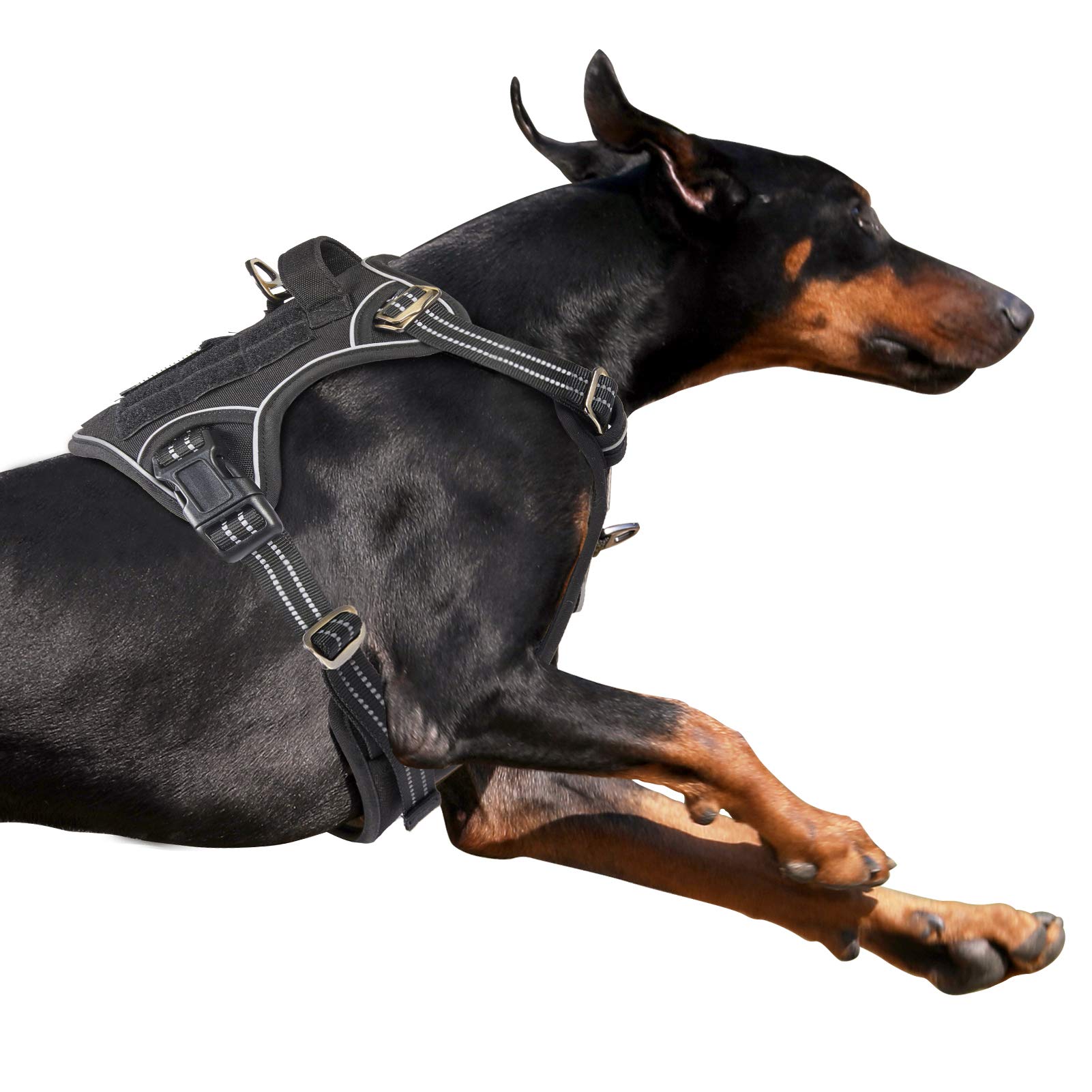BUMBIN Tactical Dog Harness for Large Dogs No Pull, Famous TIK Tok No Pull Dog Harness, Fit Smart Reflective Pet Walking Harness for Training, Adjustable Dog Vest Harness with Handle Black XL