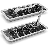 Bthomstfmly 2 Pack Stainless Steel Ice Cube Trays, 18-Slot Metal Ice Mold with Lever Release, Durable, BPA-Free, Dishwasher Safe Ice Tray for Freezer, Bar, Whiskey, Cocktails &amp; Kitchen (Plastic-Free)