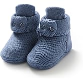 Avibae Cozy Baby Booties, Two Snap Closure Warm Infant Girl Boy Socks Bootie, Newborn Knit Shoes for 0-9 Months