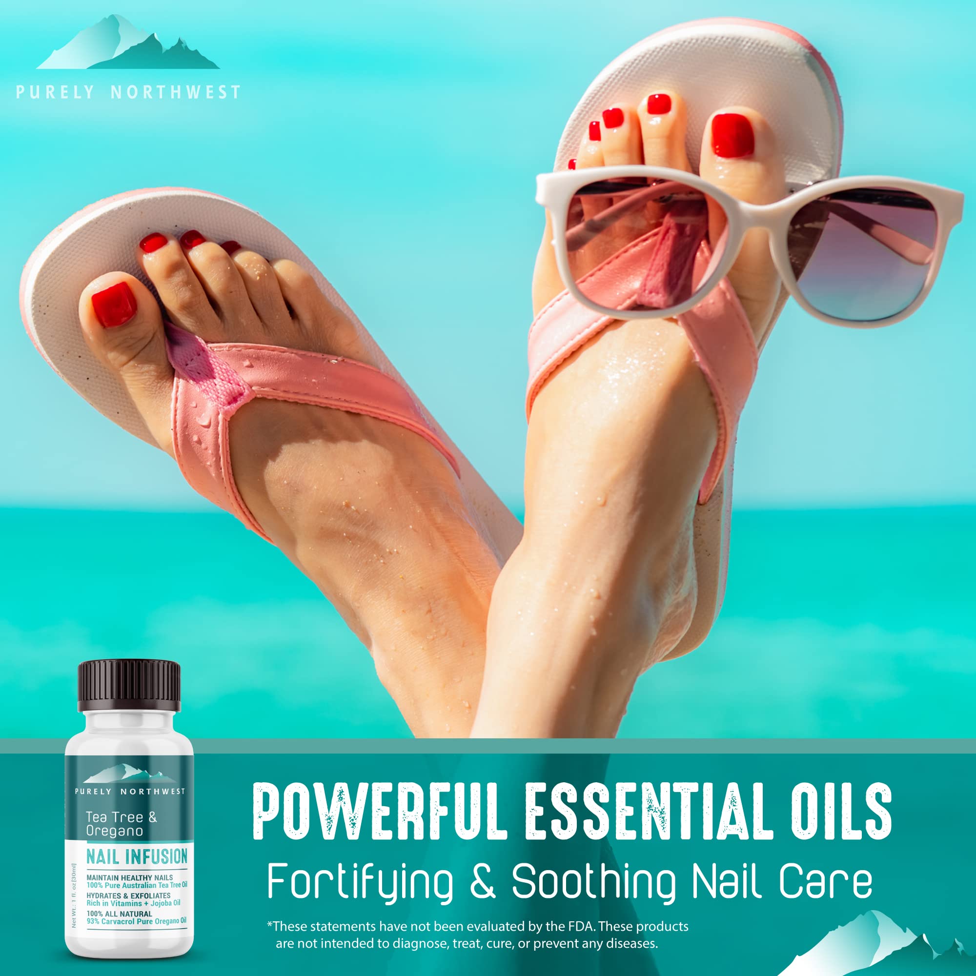 Extra Strength-Toenail Solution-100% All Natural-Tea Tree & Oregano-Effective for Thick, Discolored & Cracked Nails-Softens Dry Cracked Nails & Cuticles-by Purely Northwest 1oz - Image 6