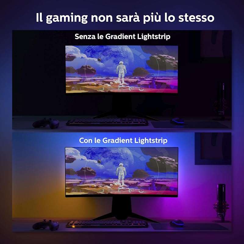 Play, Lightstrip Gradiend per Pc, 24-27", Hue Bridge Incluso, 18W
