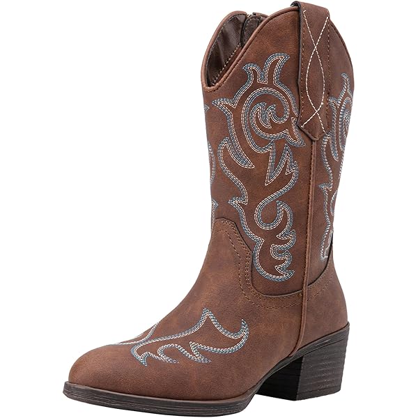 Amazon.com | TNXZ Squared Toe Western Boot Mid-Calf Boots