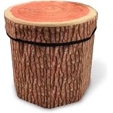 Ntwoiee Tree Stump Storage Stool,Stool Ottoman,Mushroom Ottoman, Cute Folding Storage Toy Box, Collapsible Seat Chest, Wood Stump Organizer Stool for Toy, Cloth