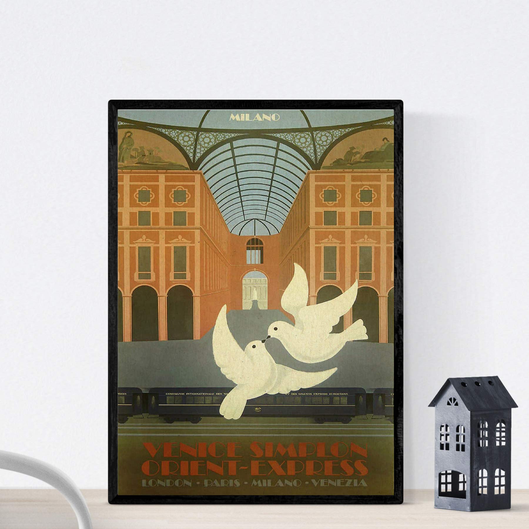 Nacnic Vintage Poster Vintage poster of France and Italy. Milan, Venice, Paris. A3 size