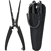 Golden J Teflon Fishing Pliers, Multi-Function Hook Remover-Long Nose Pliers, PE/Braided Line Cutter, Saltwater Resistant Fishing Gear, For Deep-Sea, Ice & Surf Fishing - Ideal for Anglers