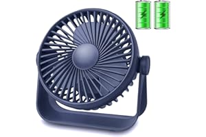 TriPole Desk Fan Small Table Fan Rechargeable Battery Operated Mini Fan 360 Degree Rotation 5.1 Inch Portable Fan 4 Speed USB Personal Fan for Home Office