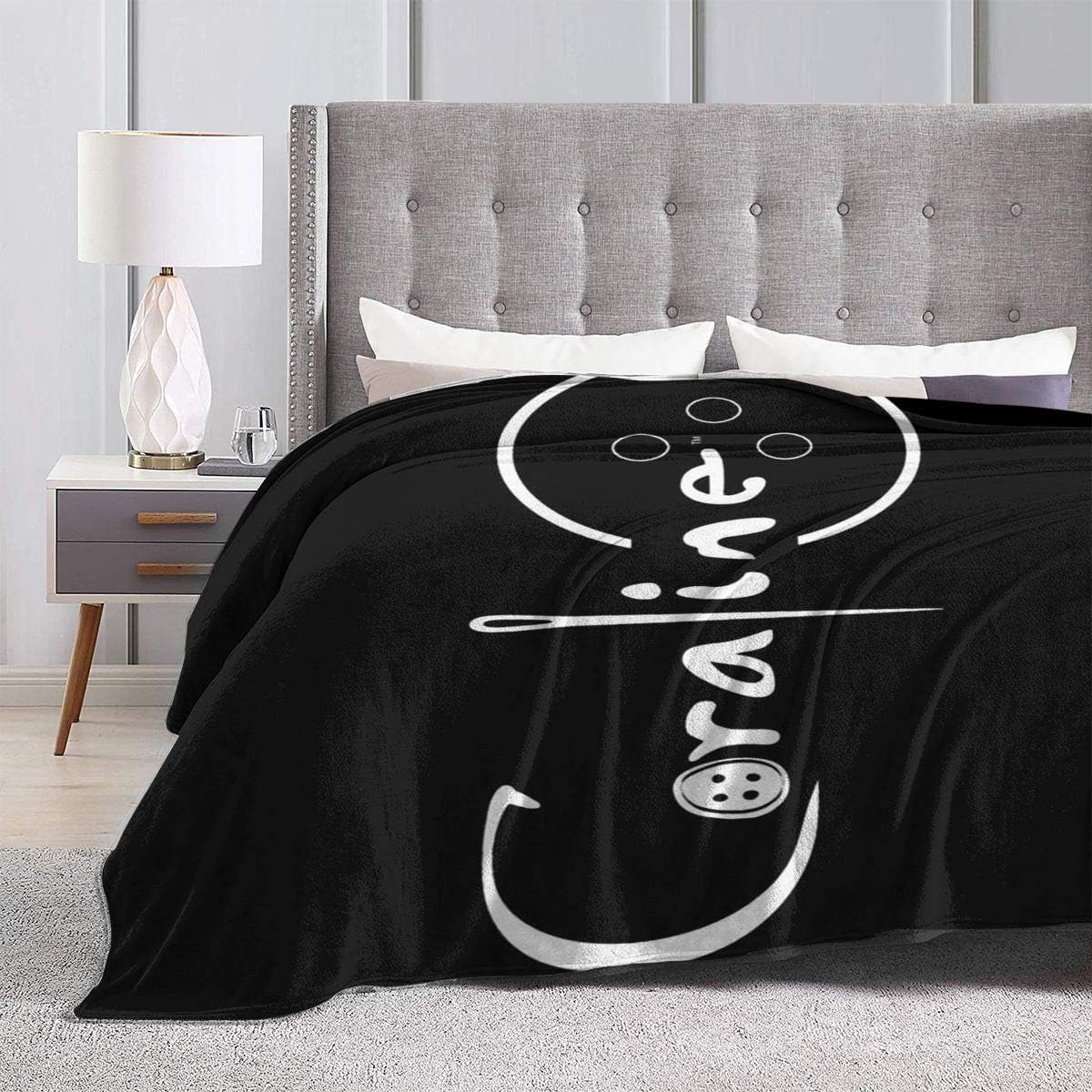 ZMBEN Blanket Throws Cora-Lines Secret Lightweight Micro Fleece Soft Quilt for House Women Gifts 60"" x50 Black