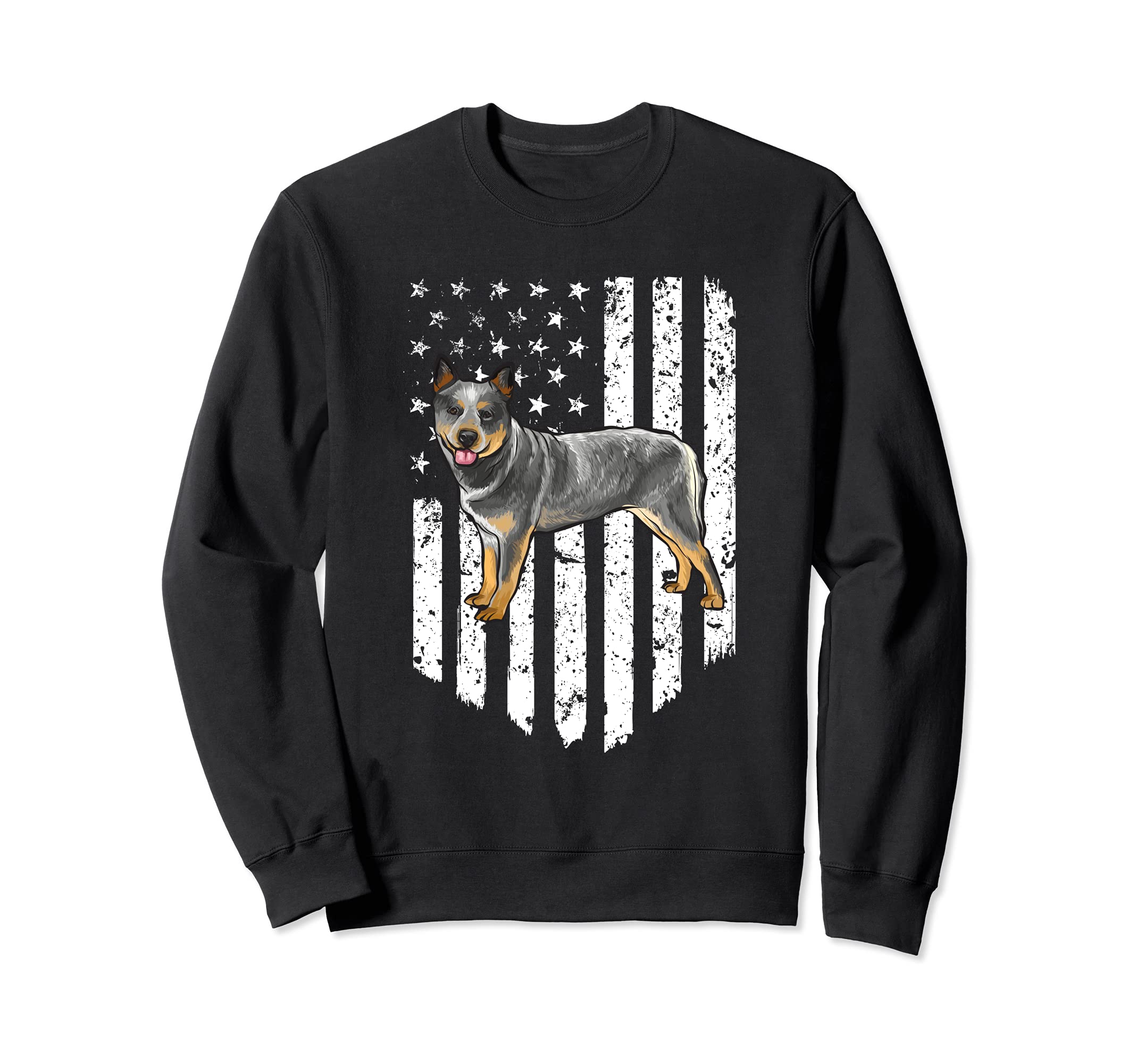 Black White American Flag Australian Cattle Dog 4th Of July Sweatshirt
