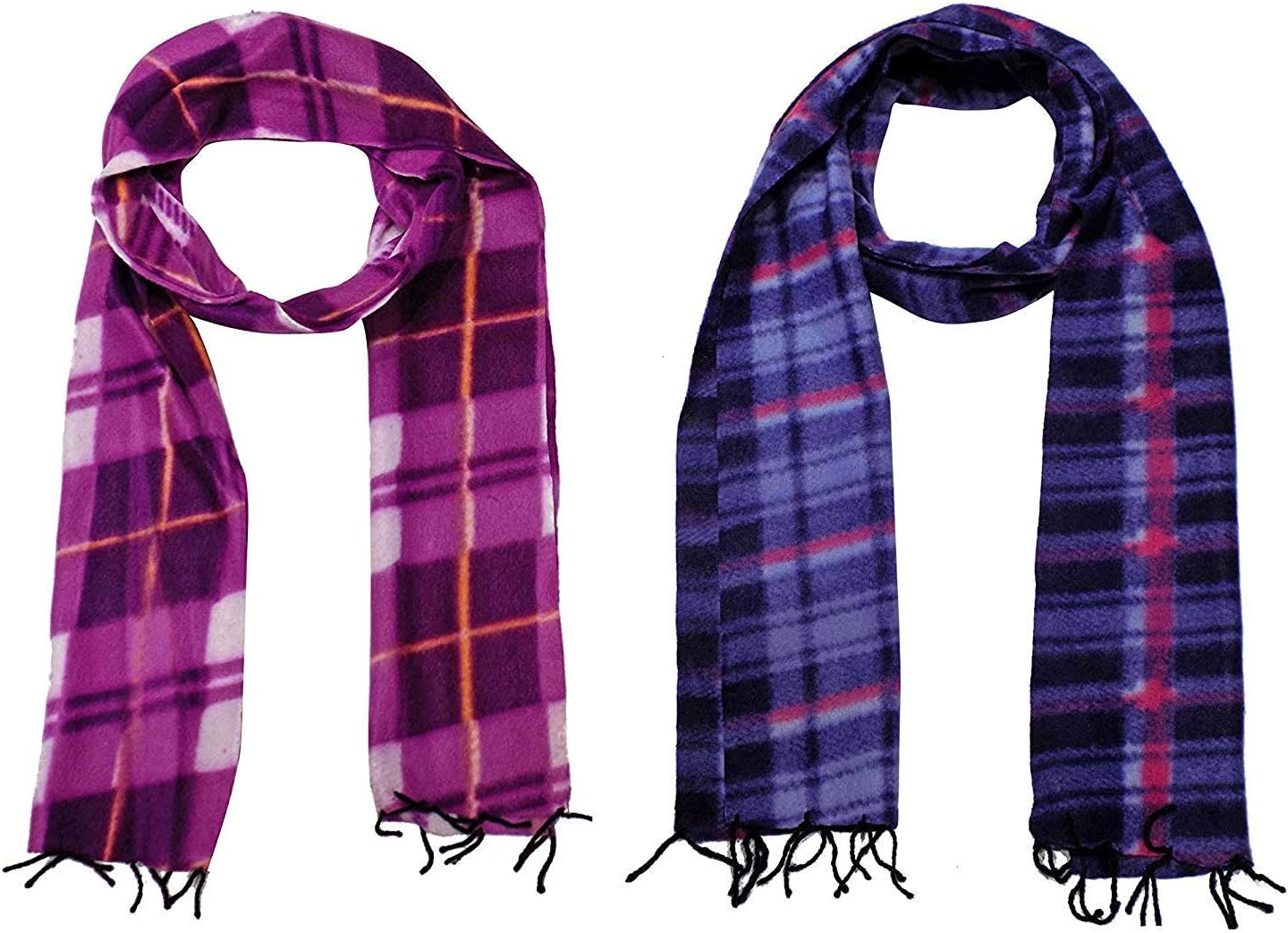 Men's Wool Tartan Winter Warm Muffler (Multicolour ) Set of 2