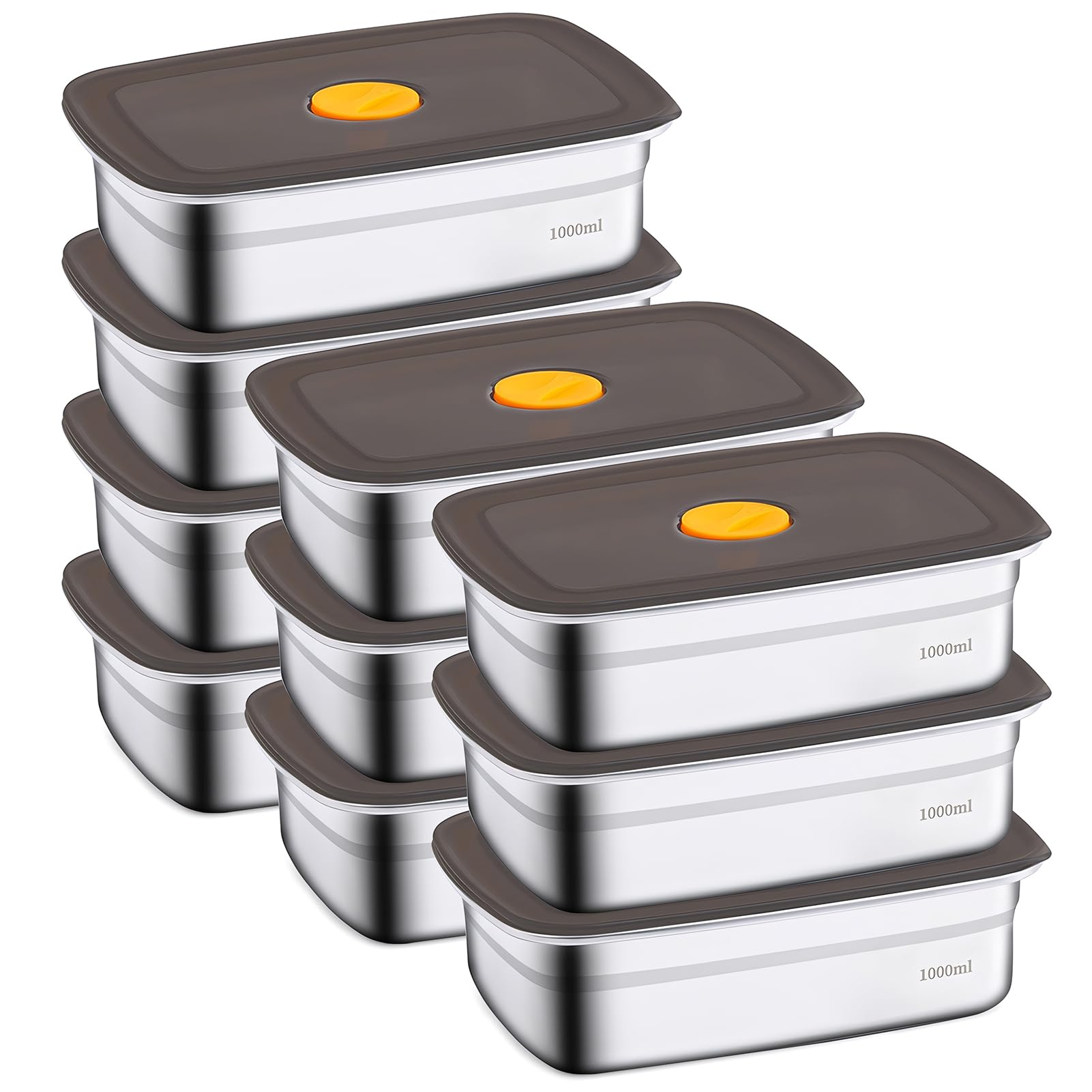 Photo 1 of 10 Pack Stainless Steel Food Storage Containers with Airtight Leak-Proof Lids, 34oz Reusable Meal Prep Lunch Boxes, Freezer & Dishwasher Safe Metal Containers for Leftovers & Snacks