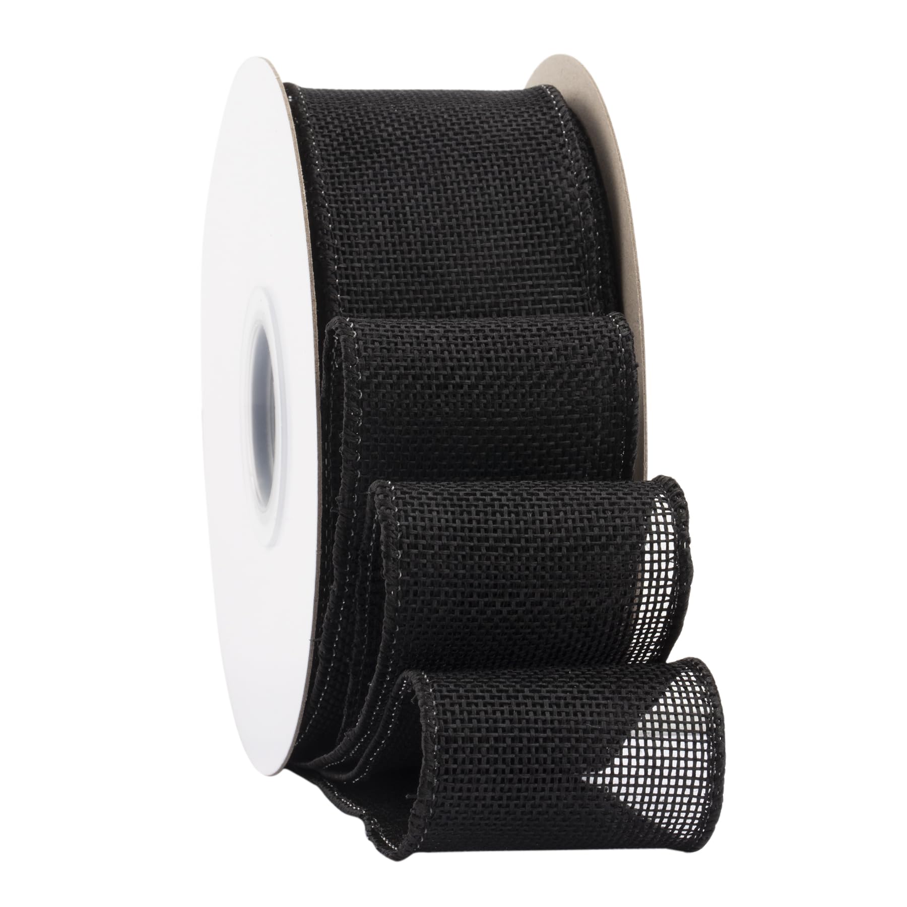 Ribbonitlux Black Burlap Wired Ribbon, 50mm x 18 Meters, Wired Edge Burlap Ribbon for Gift Wrapping, Big Bow, Wreath, and Christmas Tree Decoration