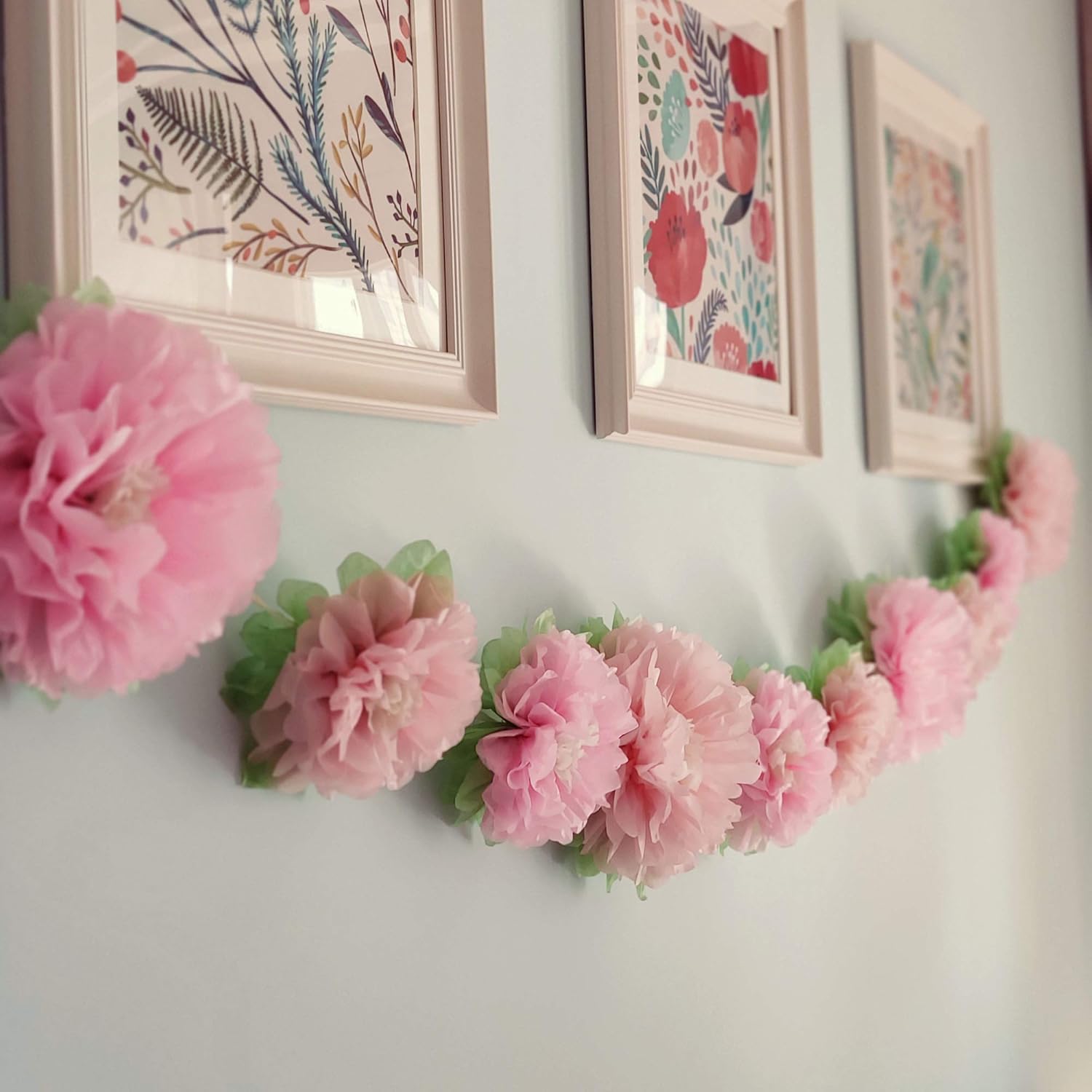 Mybbshower Pinks Flowers Decoration (11''-7'' Assorted) 6 pcs Artificial Tissue Paper Peony Nursery Wall Bridal Shower Centerpiece Baby Girl Birthday Tea Party: Toys & Games