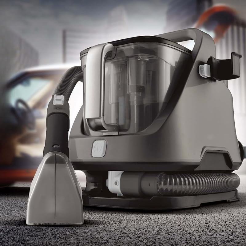 Aspirador de carpetes – Lavador de carpetes – Lavador interior de carro, cabo de 3 metros, depósitos de 1,4 L e 1,2 L, tecnologia avançada para limpeza impecável. Cinzento escuro e preto