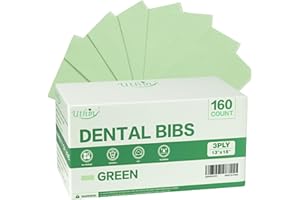 UTHIN Disposable Dental Bibs 13"x18"（160Pack） - 3 Ply Waterproof Tattoo Bib Sheet for Patients -Dentist Tray Cover and Nail Table Cover Supplies, Green