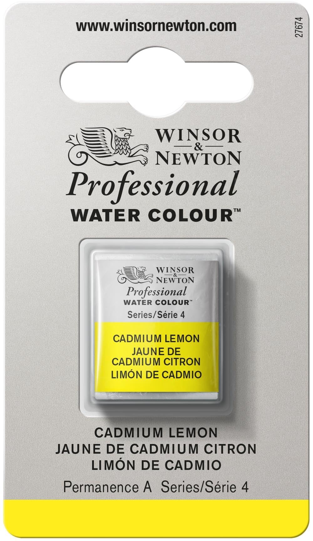 Winsor & Newton Half Pan Professional Water Colour, Cadmium Lemon