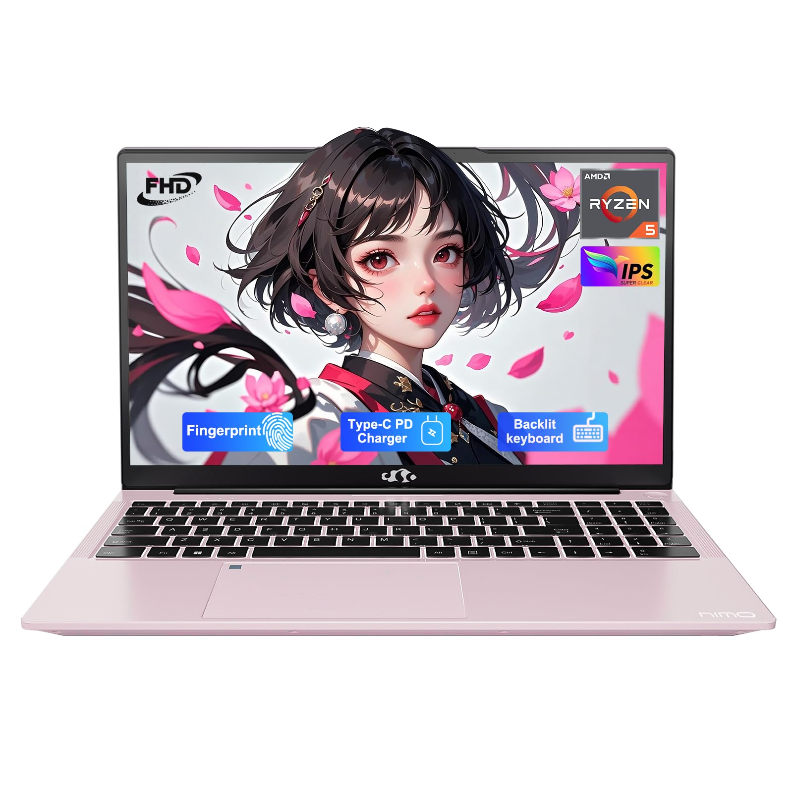 15.6'' IPS FHD-Laptop, 8GB RAM 256GB SSD AMD Ryzen 5(Beat i5-1135G7, 4 Cores Up to 3.7GHz) Student Computer with 65W Type-C, 2 Years Warranty, Fingerprint, Backlit Keyboard, BT5.2, Numpad, for Home