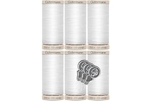 Gutermann Hand Quilting Thread (738219) - 100% Mercerized Cotton - 220 Yards - 6 Pack Bundle with 3 Bella's Crafts Needle Thr