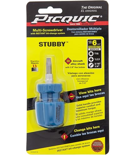 PICQUIC DASH 7 Multibit-Schraubendreher – 7 Bits, Kompakt, 11,4 Cm, 1 Stück