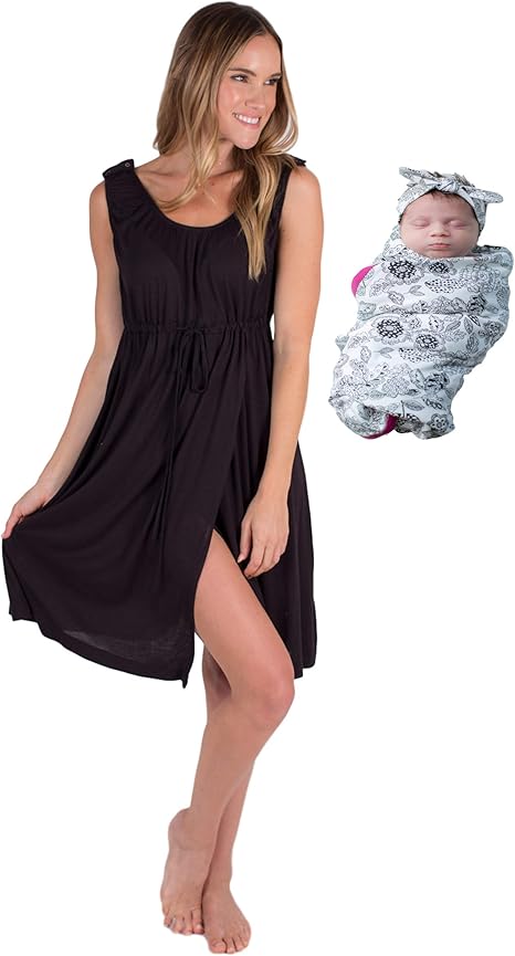 labor gown and matching swaddle