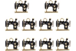 JOINPAYA 10pcs Black Alloy Sewing Machine Pendants DIY Charms for Necklace Key Chain Accessories Vintage
